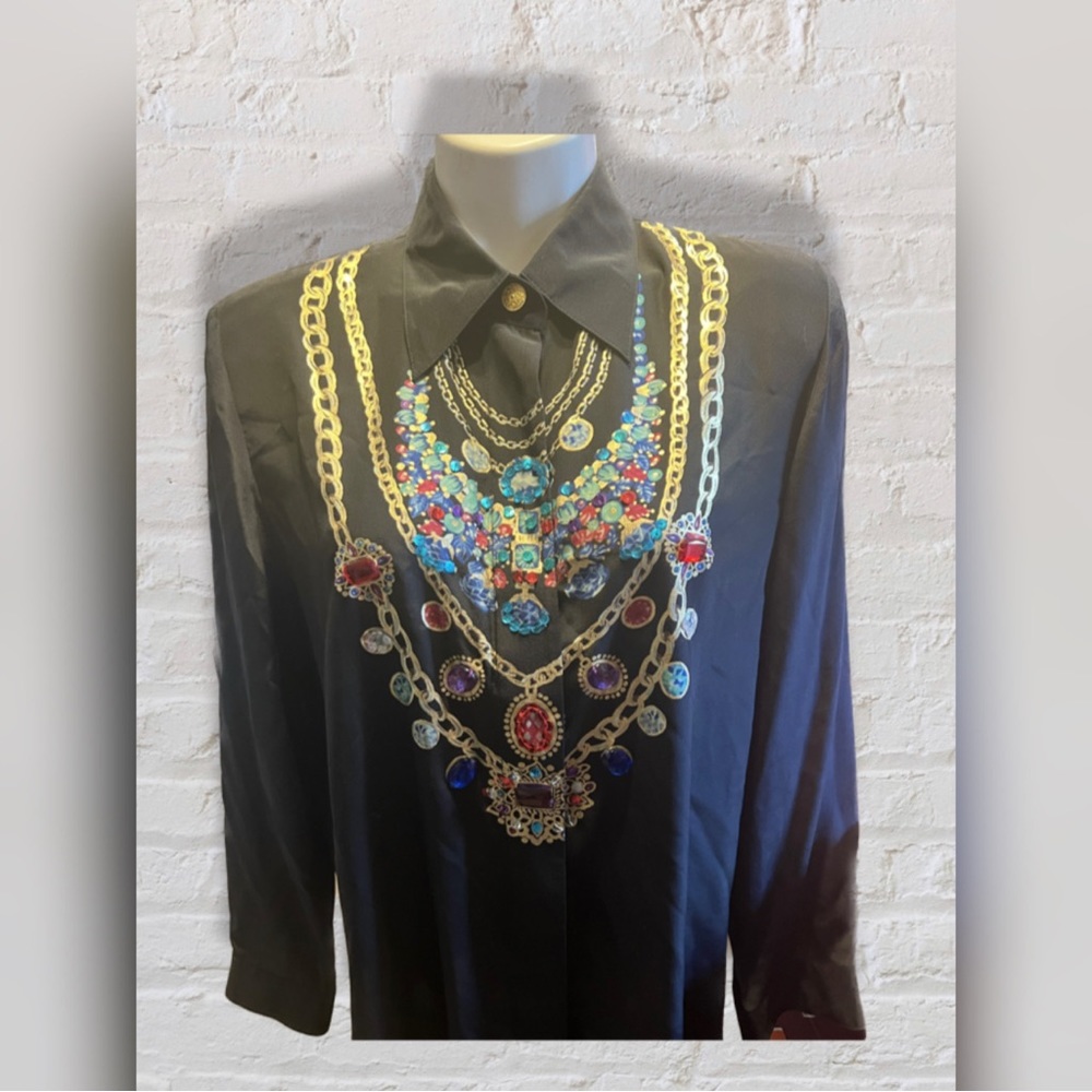 Embellished Vintage Designer Silk Blouse (M)